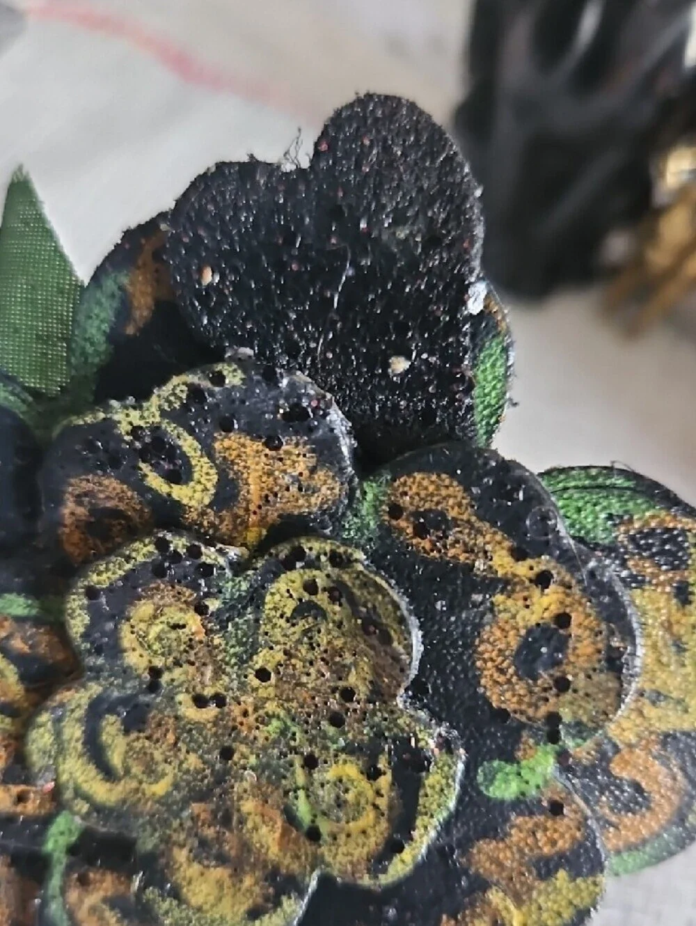 Gifted Handcrafted Genuine Leather Hand Tooled & Painted Pet Collar Floral